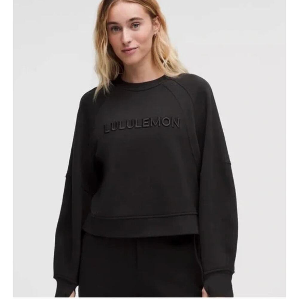 NWT Lululemon Scuba Oversized Pullover Sweatshirt Solid Black Liesure Size XS/S